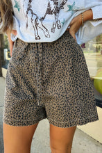 Black Leopard Print Loose Denim Shorts