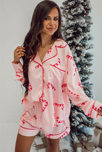 Pink Candy Cane Print Christmas Pajama Set