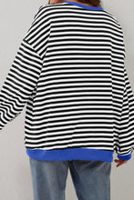 Sky Blue Stripe Contrast Edge Oversized Pullover