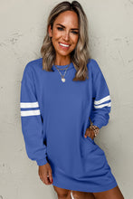 Sky Blue Preppy Striped Sleeve Loose Mini Dress