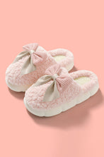 Camel Contrast Bowknot Applique Plush Winter Slippers (Colors May Differ by Batch)