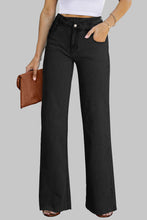 Sky Blue Mid Rise Asymmetrical Waist Wide Leg Jeans