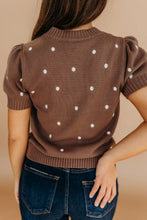 Black Elegant Polka Dot Bubble Short Sleeve Sweater