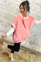 Gossamer Pink Contrast Trim Plush Sleeveless Coat
