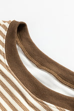 Brown Stripe Drop Shoulder Long Sleeve Top