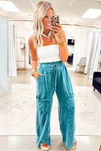 Medium Grey Mineral Wash Knot High Waist Raw Hem Pants