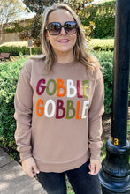 Dark Khaki GOBBLE Letter Graphic Thanksgiving Sweatshirt
