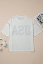 Fiery Red USA Graphic Half Sleeve Loose Ribbed Top