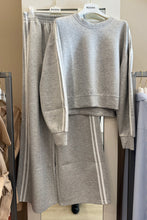 Dirty Blue Varsity Striped Detail Cropped Pullover Wide Leg Pants 2pcs Outfit