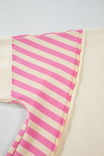 Pink Stripe Colorblock Collared French Terry Top