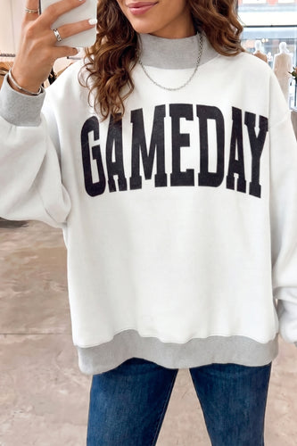 Light Grey High Neck GAMEDAY/ FOOTBALL Double Side Printed Reversible Sweatshirt