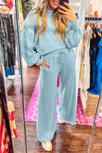 Flamingo Drop Shoulder Crop Pullover Drawstring Wide Leg Pants Set