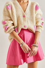 Beige Strawberry V Neck Knit Cardigan