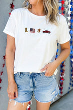 White American Icons Embroidered Casual T Shirt