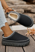 White Contrast Stitch Detail Plush Winter Clog Slippers