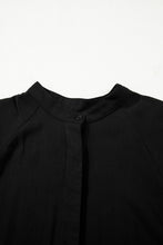 Black Hidden Buttons Short Sleeve Ruffle Tiered Long Flared Dress