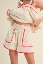 White Geometric Trim Knot Straps Top and Shorts Set