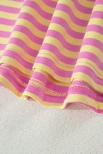 Pink Stripe Loose Short Sleeve Top and Skirt Set