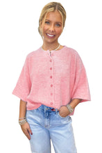 Beau Blue 3/4 Sleeve Boxy Knit Button Down Sweater Cardigan