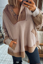 Goat Waffle Patchwork Exposed Seam Oversized Hoodie