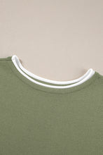 Guacamole Green Loose Contrast Trim Half Sleeve Top and Drawstring Pants Set