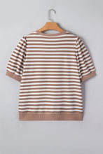 Orange Stripe Short Bubble Sleeve T Shirt
