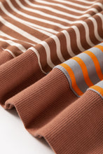 Pink Stripe Colorblock Drop Shoulder Oversize Sweatshirt
