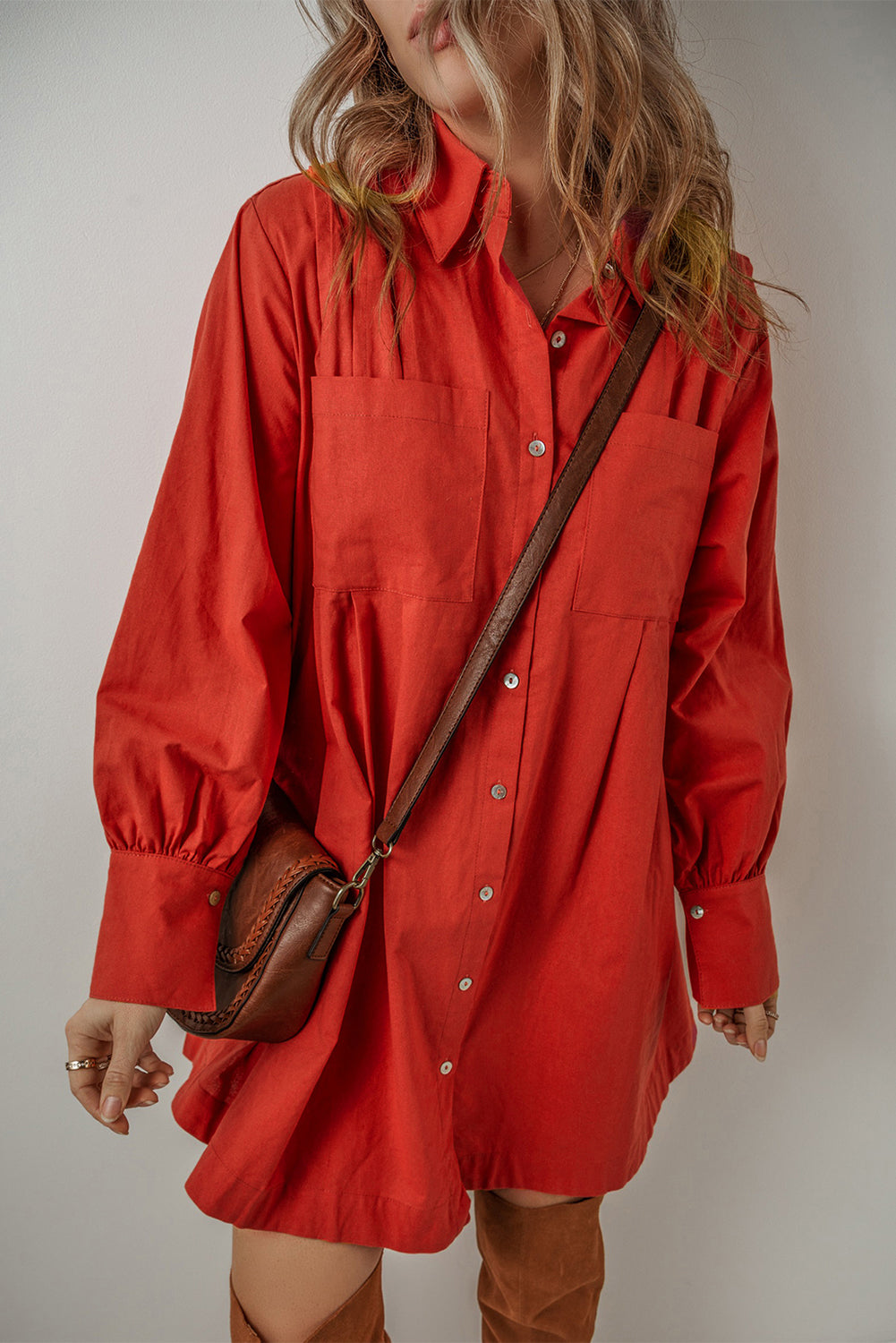 mini red shirt dress Mother