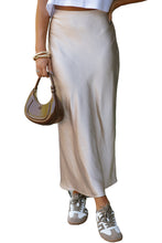 Jet Stream Satin Solid Color High Waist Maxi Skirt