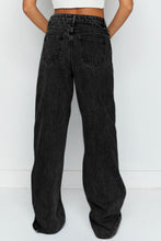 Sky Blue Mid Rise Asymmetrical Waist Wide Leg Jeans