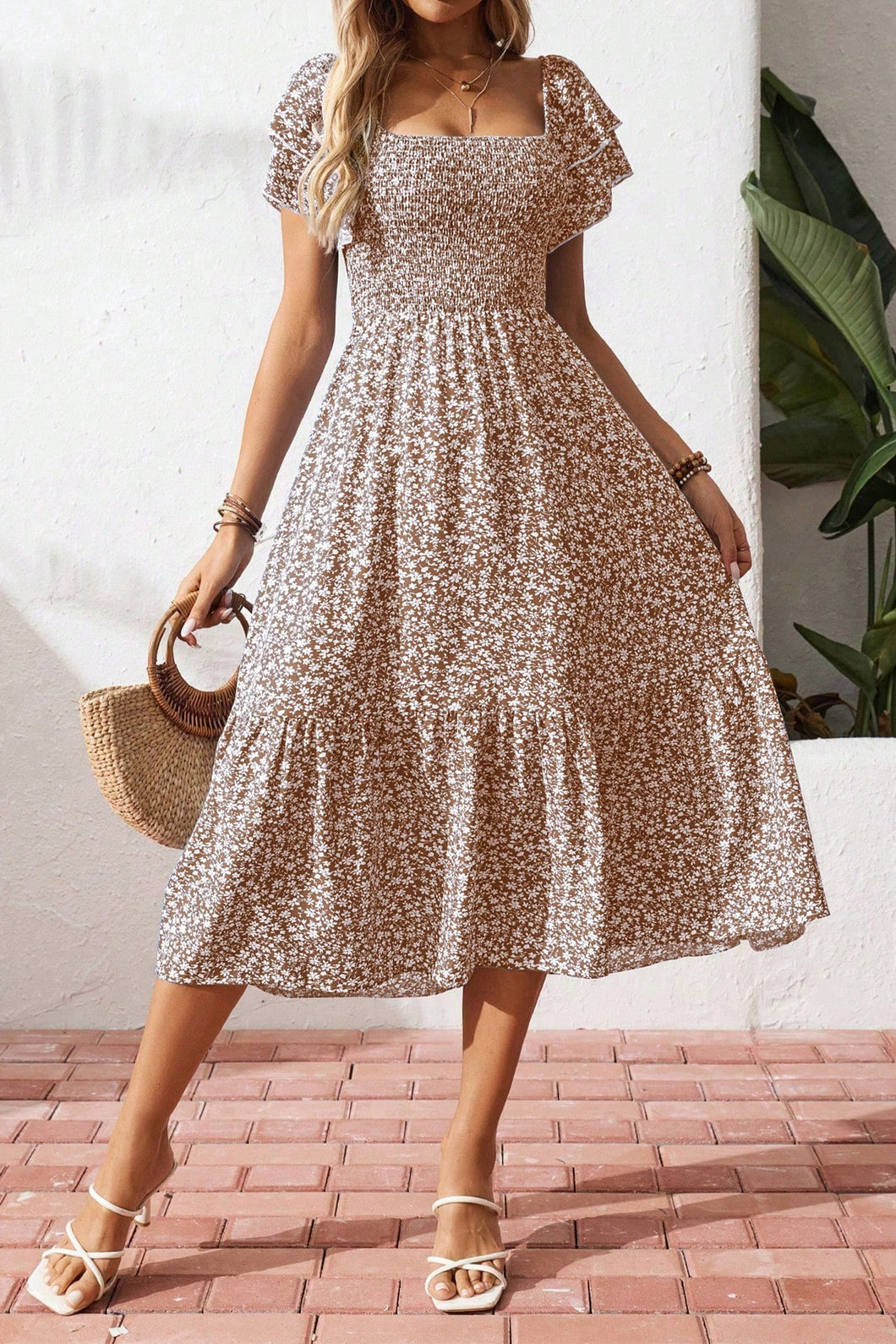 beige ditsy floral dress Cream Ditsy Floral Andie Mini Dress