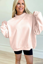 Light Pink Oversize Blessed Embroidered Mock Neck Sweatshirt