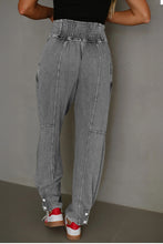 Medium Grey Mineral Wash Jogger Style High Waist Pants