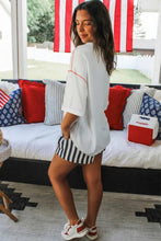 Fiery Red USA Graphic Half Sleeve Loose Ribbed Top