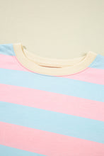 Sky Blue Stripe Colorblock Plus Size Sweatshirt