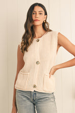 Fiery Red Solid Textured Knit Side Pockets Buttoned Sweater Vest
