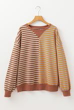 Pink Stripe Colorblock Drop Shoulder Oversize Sweatshirt