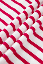 Black Stripe Scalloped Trim Round Neck T Shirt