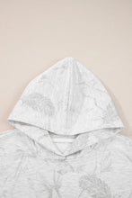 Light Grey Feather Camouflage Print Loose Drop Sleeve Hoodie and Pants Set