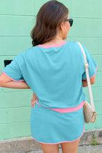 Evergreen Plus Size Contrast Trim T Shirt and Skort Two Piece Set