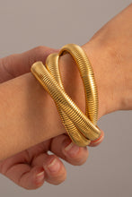 Gold 3 Pieces Metal Stretch Bracelet Set