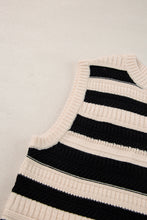 Black Stripe Round Neck Knit Top