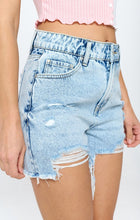 HIGH RISE RIPPED DENIM SHORTS