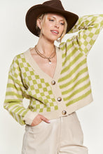 Contrast pattern sweater cardigan JJK5019