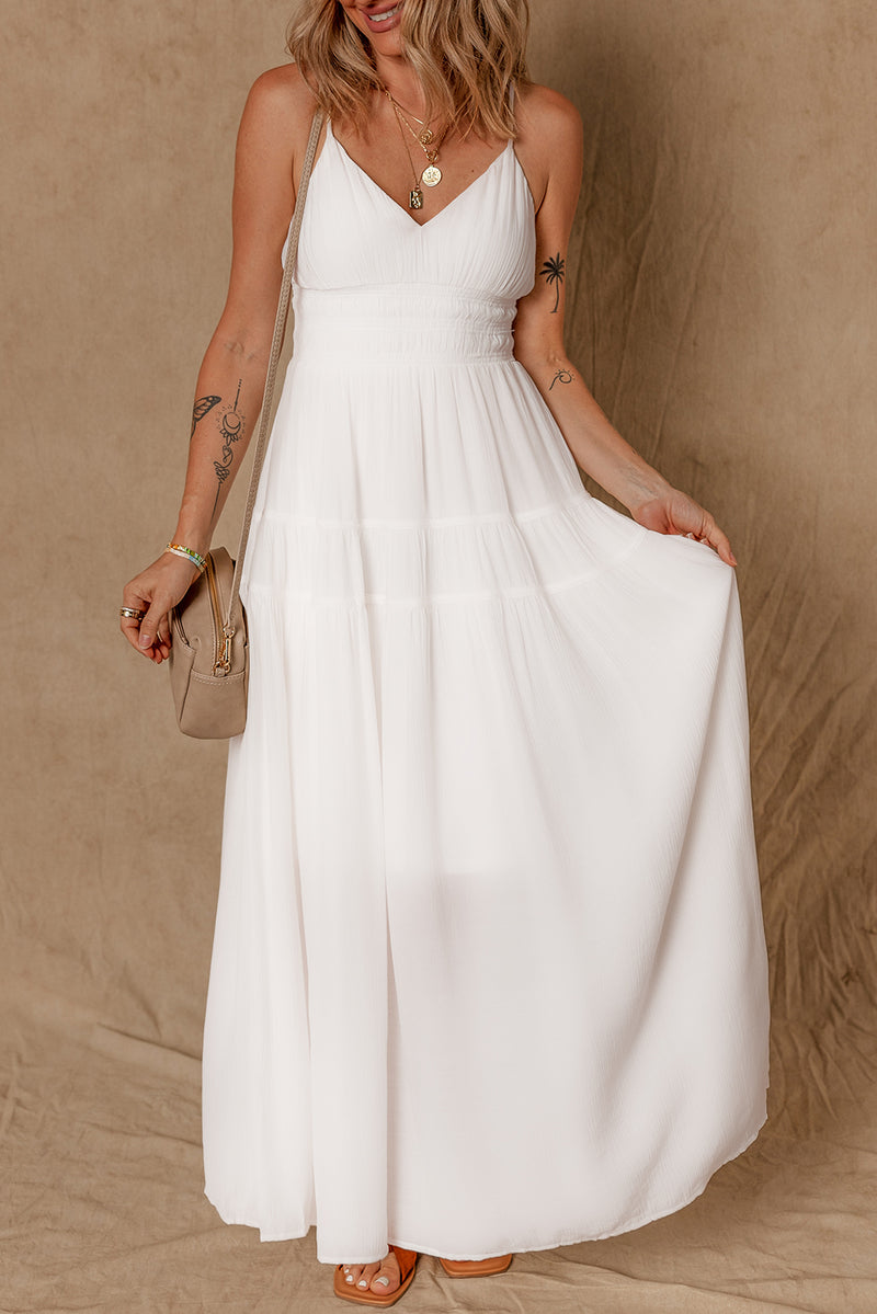 White Spaghetti Strap High Waist Elegant Maxi Dress The Rusted Nail Boutique White Spaghetti Strap High Waist Elegant Maxi Dress The Rusted Nail Boutique
