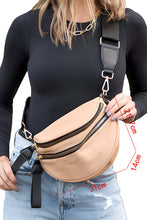 Parchment Wide Strap Zipper Crossbody Bag