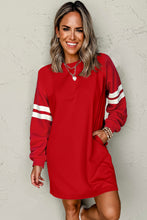 Orange Preppy Striped Sleeve Loose Mini Dress