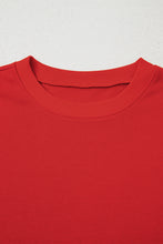 Fiery Red Preppy Striped Sleeve Loose Sweatshirt