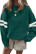 Orange Preppy Striped Sleeve Loose Sweatshirt