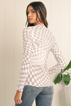 Black Checkered Pattern Mesh Long Sleeve Top